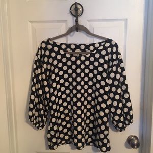 black silk polka dot blouse